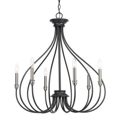 Black – Candle Style – Chandeliers – Lighting – The Home Depot For Shaylee 6 Light Candle Style Chandeliers (View 16 of 20)