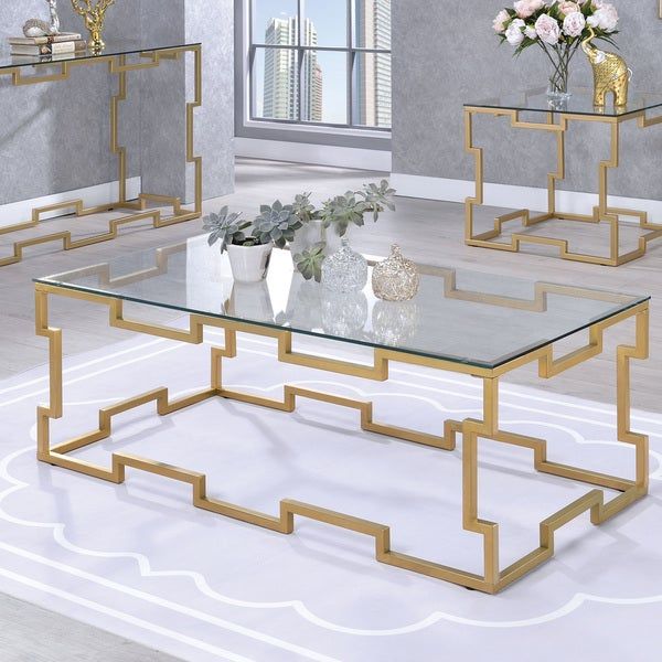 Blaire Contemporary Gold Glass Top Coffee Tablefoa Intended For Thalberg Contemporary Chrome Coffee Tables By Foa (View 33 of 50)