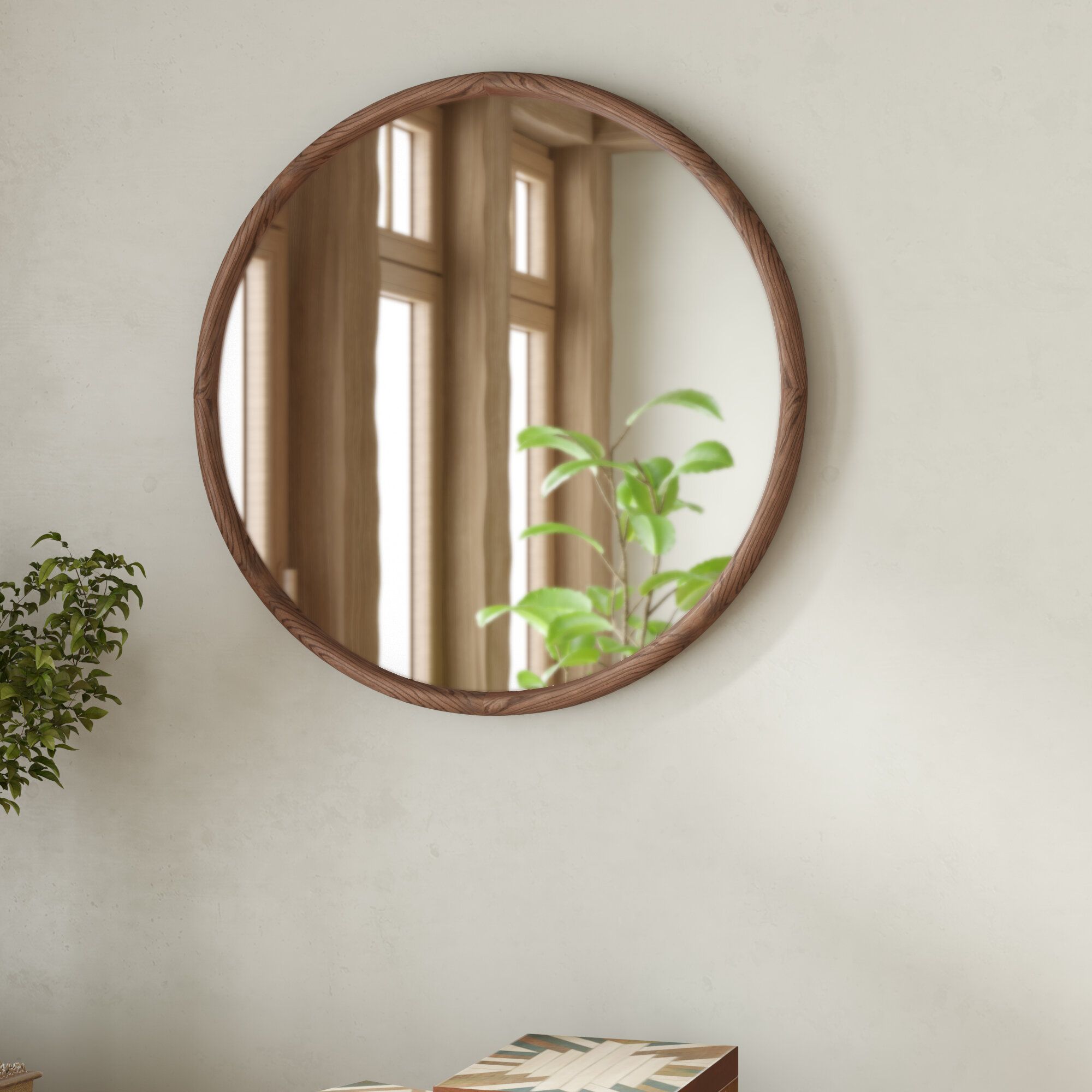 Broughton Wooden Round Accent Mirror For Juliana Accent Mirrors (View 12 of 20)