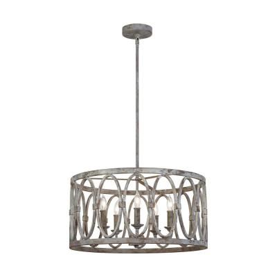 Brown – Chandeliers – Lighting – The Home Depot In Buster 5 Light Drum Chandeliers (View 11 of 20)
