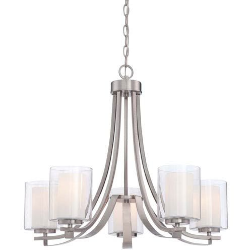 Brushed Nickel Chandeliers & Contemporary Lighting | Bellacor Pertaining To Suki 5 Light Shaded Chandeliers (View 15 of 20)