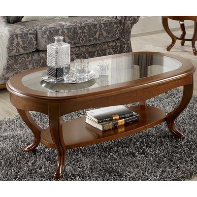Canora Grey Royce Oval Glass Top Coffee Table | Products In Intended For Copper Grove Woodend Glass Top Oval Coffee Tables (View 12 of 50)