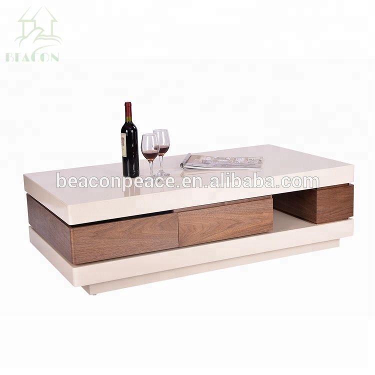 China Solid Wood Coffee Table With Glass Top Wholesale Inside Evalline Modern Dark Walnut Coffee Tables (View 48 of 50)
