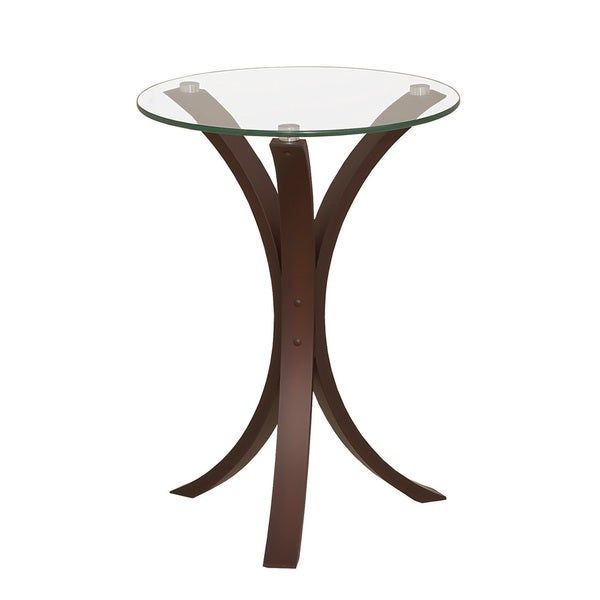 Coaster Company Cappuccino Colored Wood And Tempered Glass Snack/end Table Inside Copper Grove Rochon Glass Top Wood Accent Tables (View 9 of 25)