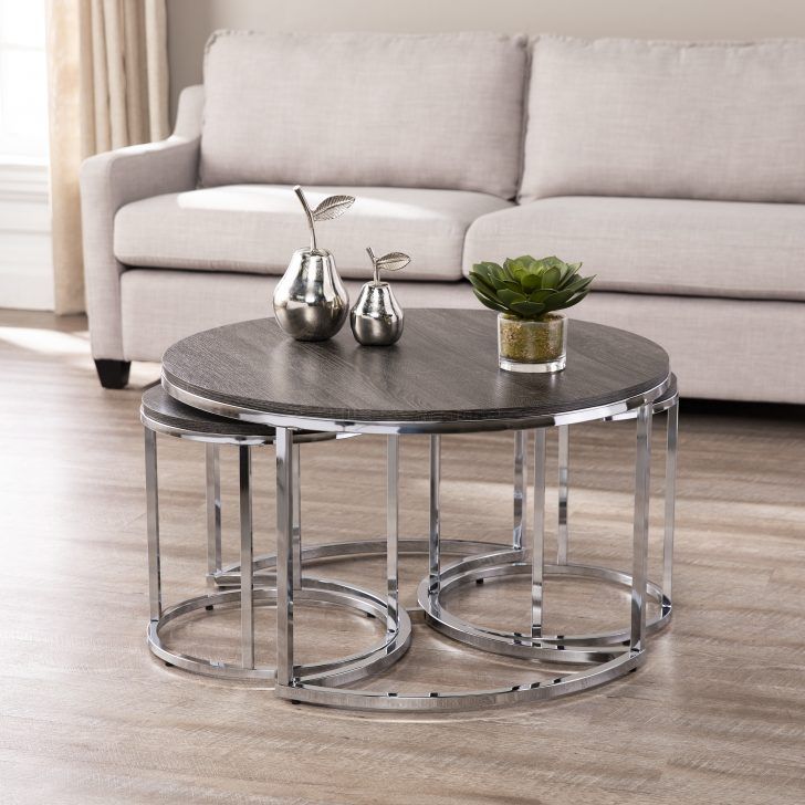 Coffe Table ~ Silver Coffee Table Set Ag3000T Ag3000B Ot Pertaining To Silver Orchid Grant Glam Nesting Cocktail Tables (View 16 of 25)