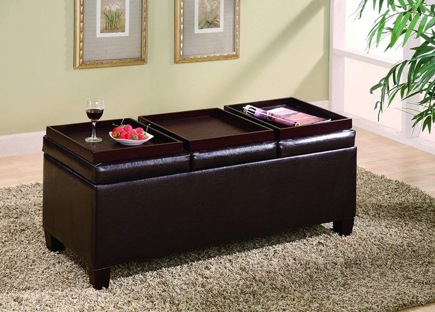 Coffee Table Design: Coaster Home Furnishings Storage With Lennon Pine Planked Storage Ottoman Coffee Tables (View 18 of 25)