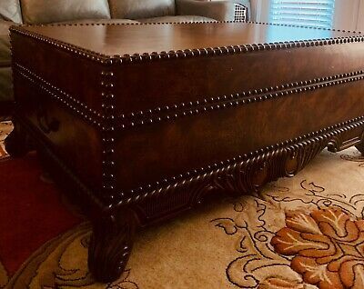 Coffee Table Trunk Nailhead Accent Dark Brown Antique Style In Harper Blvd Ailsa Trunk Cocktail Coffee Tables (View 20 of 25)