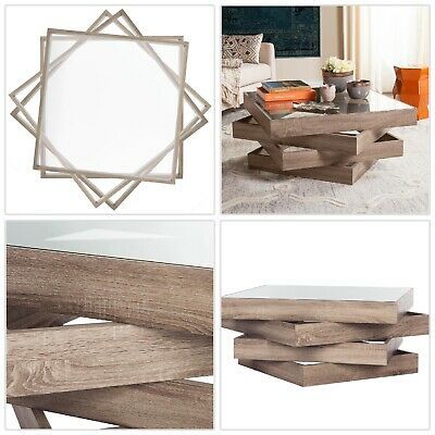 Coffee Table Wood Frame Glass Top Heavy Duty Swivel Desk Light Weight  Durable 889048200395 | Ebay With Regard To Safavieh Anwen Geometric Wood Coffee Tables (View 23 of 50)