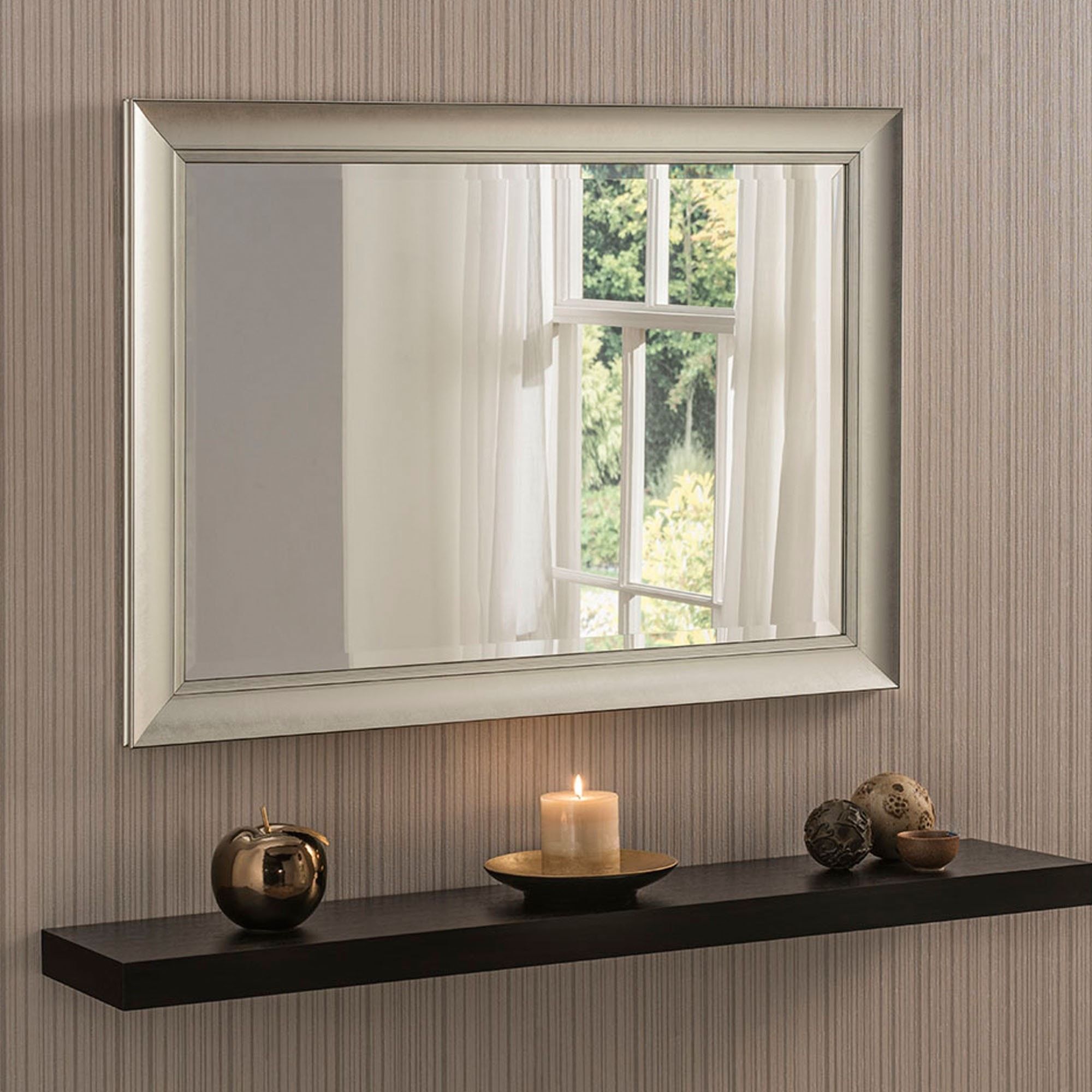Contemporary Silver Beveled Wall Mirror With Modern & Contemporary Beveled Wall Mirrors (View 10 of 20)