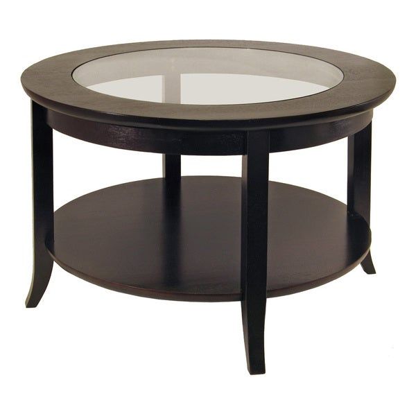 Copper Grove Shasta Trinity Wood/ Glass Inset Coffee Table With Flared Legs In Copper Grove Halesia Chocolate Bronze Round Coffee Tables (View 2 of 25)