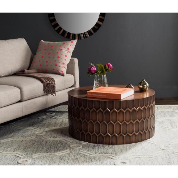 Corey Antique Copper Coffee Table With Corey Rustic Brown Accent Tables (View 22 of 25)