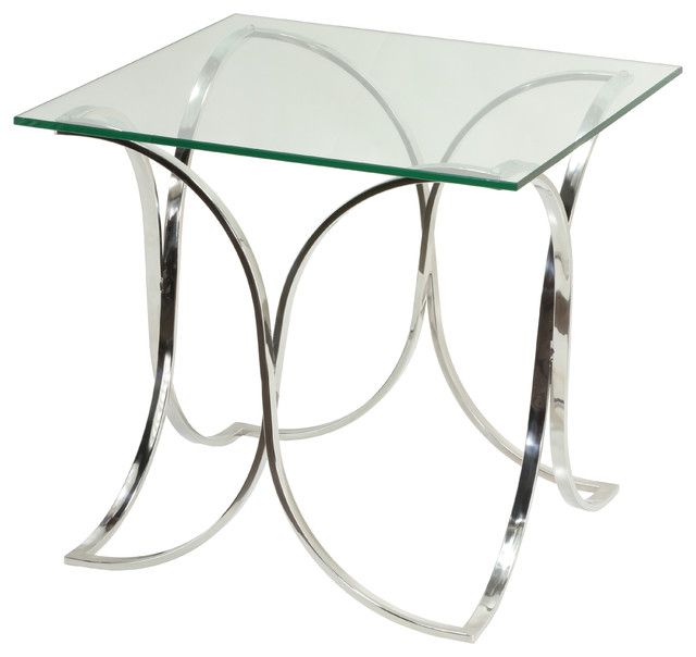 Cortesi Home Arlo End Table, Metal And Glass Inside Cortesi Home Remi Contemporary Chrome Glass Coffee Tables (View 8 of 25)