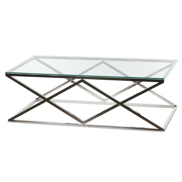 Cortesi Home Gwen Contemporary Glass Coffee Table Within Cortesi Home Remi Contemporary Chrome Glass Coffee Tables (View 4 of 25)