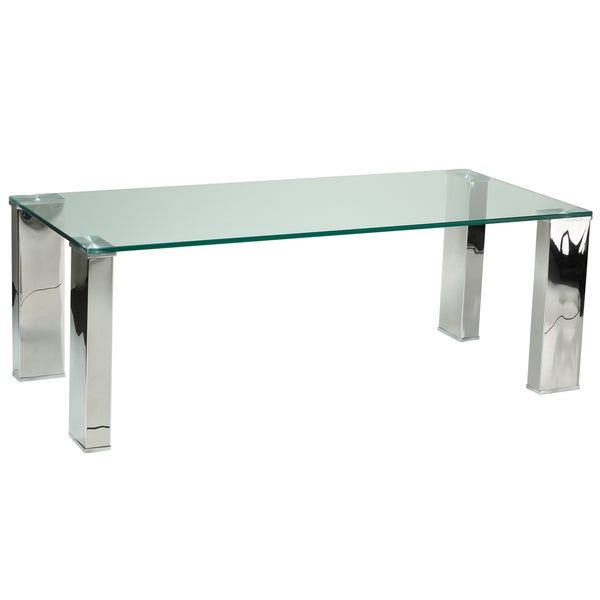 Cortesi Home Isaak Contemporary Glass Coffee Table With Chrome Finish Within Cortesi Home Remi Contemporary Chrome Glass Coffee Tables (View 1 of 25)