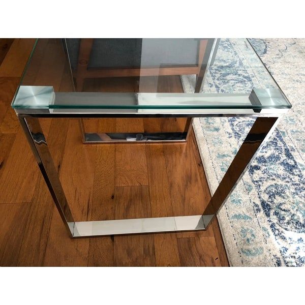 Cortesi Home Remi Contemporary Chrome Square Glass End Table Intended For Cortesi Home Remi Contemporary Chrome Glass Coffee Tables (View 9 of 25)