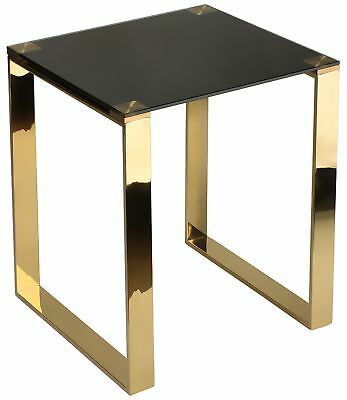 Cortesi Home Remini End Table, Gold Metal And Black Glass 694777839934 |  Ebay Pertaining To Cortesi Home Remi Contemporary Chrome Glass Coffee Tables (View 7 of 25)