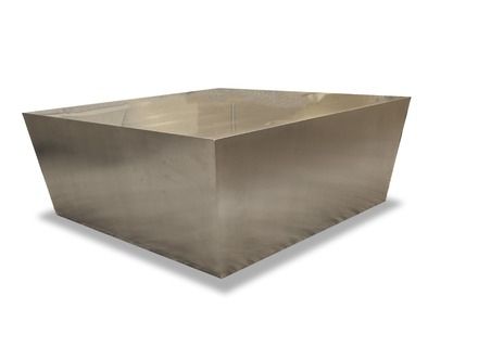 Cube Coffee Table, Polished Stainless Nuevo Living Furniture In Carbon Loft Kenyon Cube Brown Wood Rustic Coffee Tables (View 19 of 25)