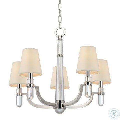 Dayton Polished Nickel 5 Light Chandelier For Millbrook 5 Light Shaded Chandeliers (View 14 of 20)