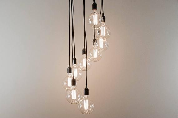Edison Chandelier With 9 Pendant Lights – Spiral Light With Bryker 1 Light Single Bulb Pendants (View 23 of 25)