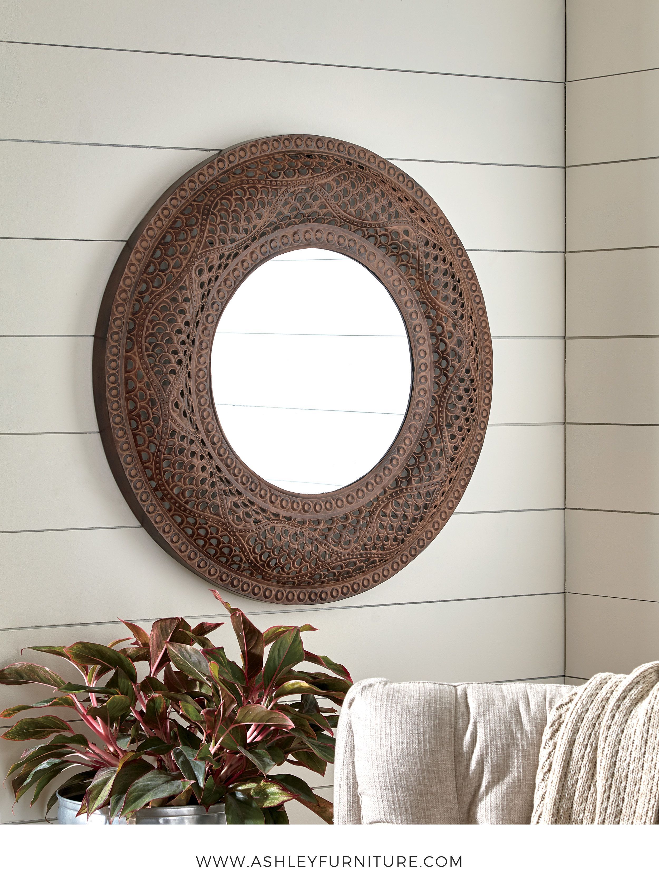 Elikapeka Antique Brown Wall Mirrorashley Furniture Inside Ogier Accent Mirrors (View 13 of 20)
