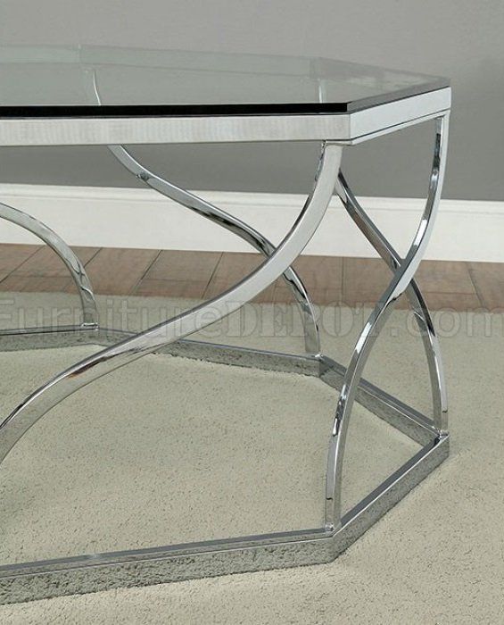 Evaline Coffee & 2 End Tables Set Cm4158 In Chrome W/options With Evalline Modern Dark Walnut Coffee Tables (View 26 of 50)