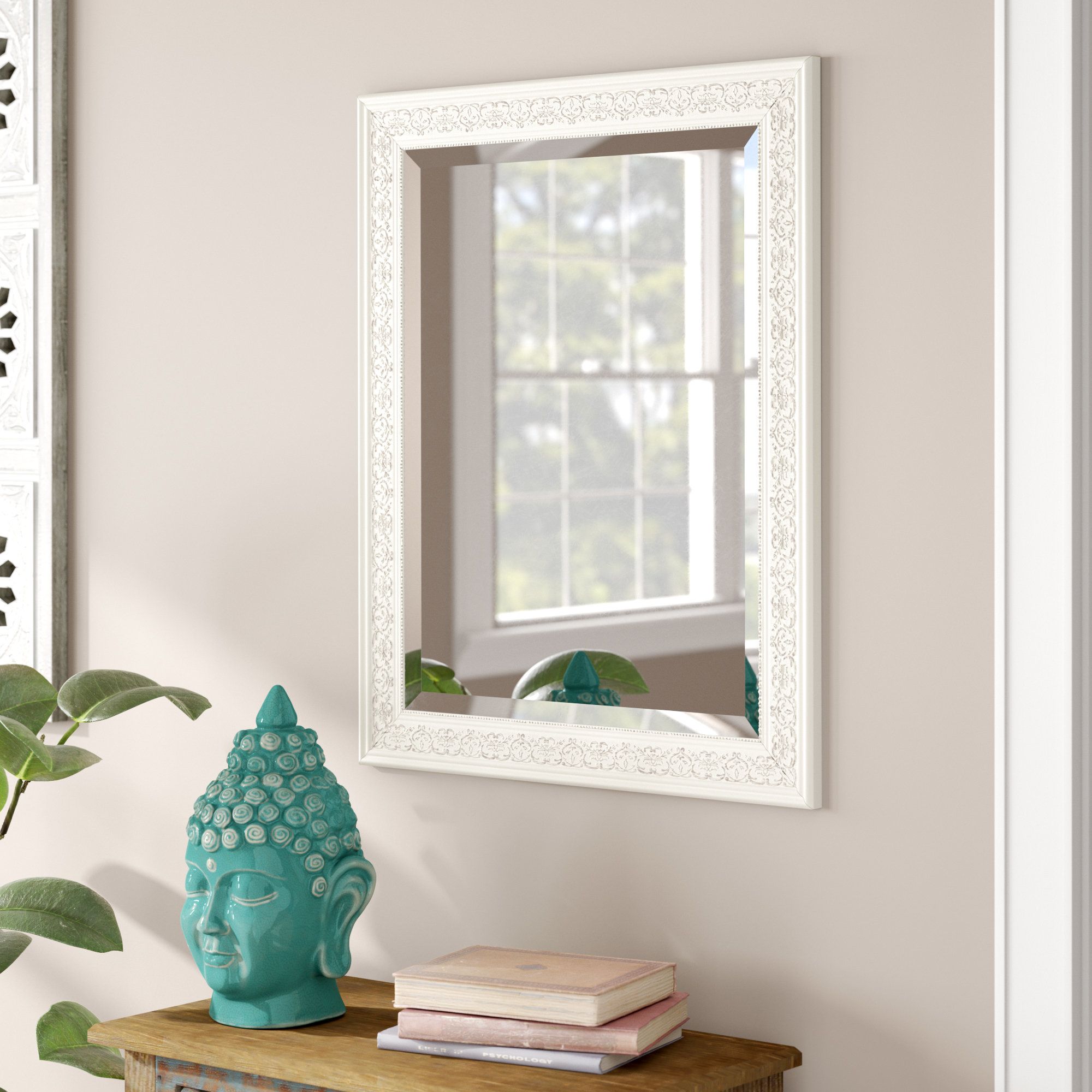 Focht Decorative Frame Accent Mirror Throughout Farmhouse Woodgrain And Leaf Accent Wall Mirrors (View 18 of 20)
