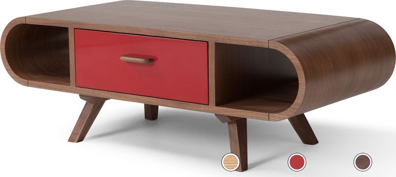 Fonteyn Walnut And Red Coffee Table | Products | Red Coffee Inside Evalline Modern Dark Walnut Coffee Tables (View 39 of 50)