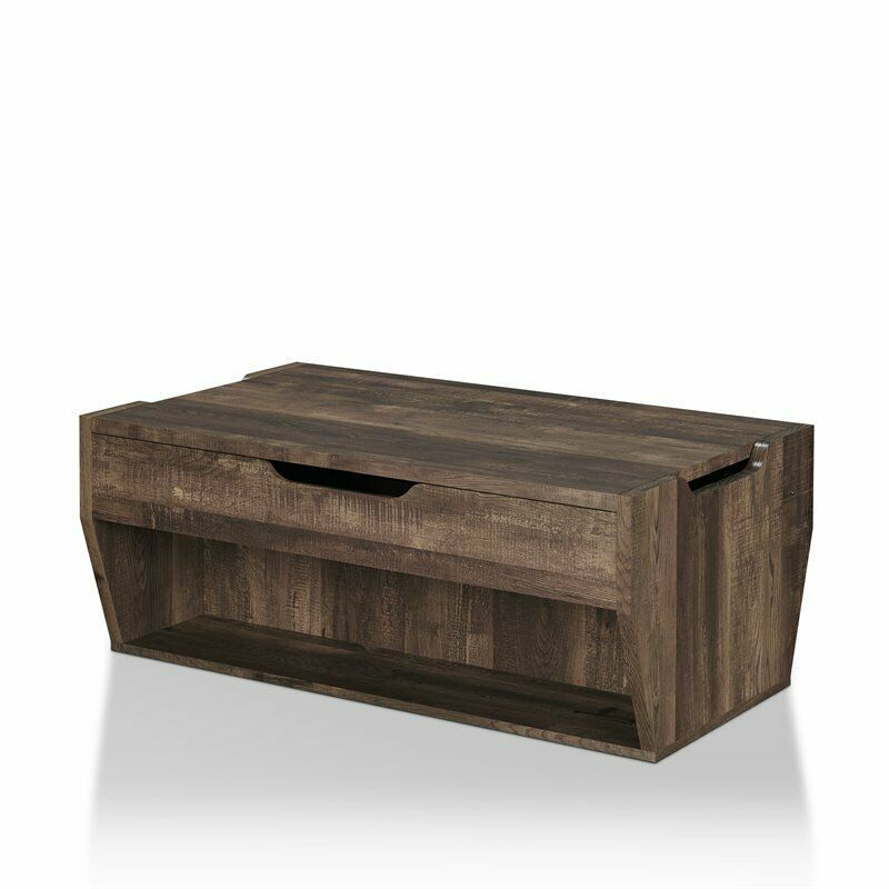 Furniture Of America Edwards Rustic Coffee Table In Reclaimed Oak With Regard To Furniture Of America Charlotte Weathered Oak Glass Top Coffee Tables (View 5 of 50)