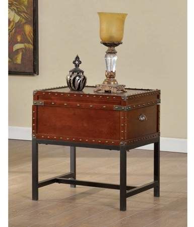 Furniture Of America Millard Trunk Style End Table, Cherry With Dravens Industrial Cherry Coffee Tables (View 5 of 25)
