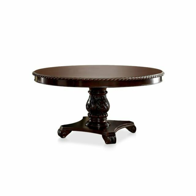 Furniture Of America Ramsaran Round Pedestal Dining Table In Cherry With Regard To Cohler Traditional Brown Cherry Oval Coffee Tables (View 13 of 25)