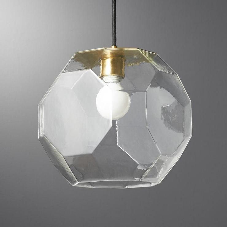 Geometric Faceted Clear Glass Brass Pendant In 1 Light Geometric Globe Pendants (View 16 of 25)