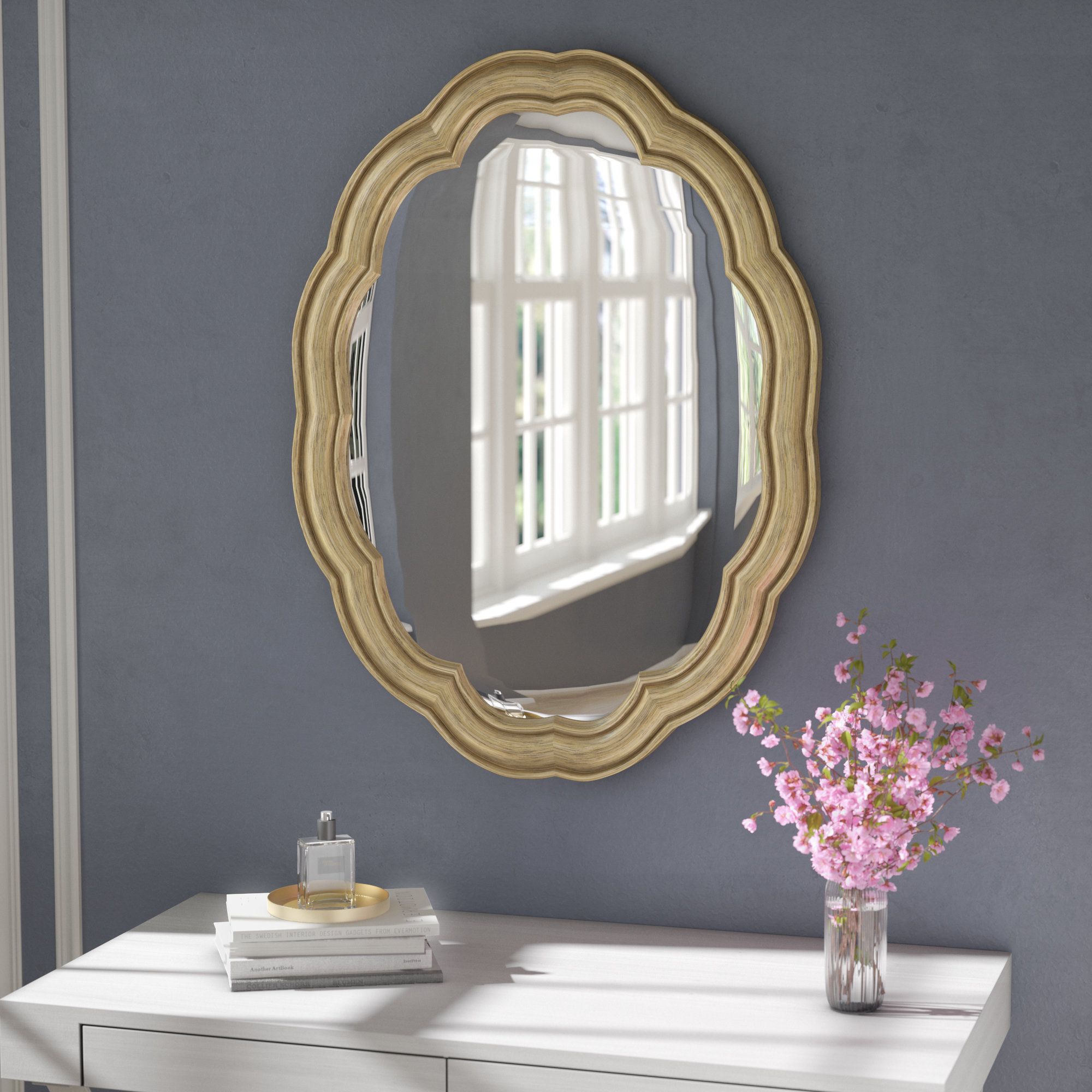 Glam Oval Accent Wall Mirror Within Broadmeadow Glam Accent Wall Mirrors (View 12 of 20)