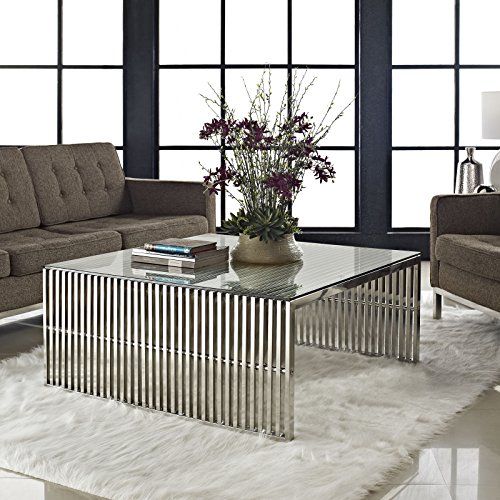 Glass And Chrome Coffee Tables For The Perfect Modern Look With Cortesi Home Remi Contemporary Chrome Glass Coffee Tables (View 10 of 25)