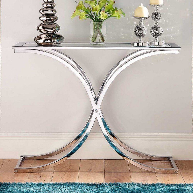Glass And Chrome Console Table – Ideas On Foter Inside Contemporary Chrome Glass Top And Mirror Shelf Coffee Tables (View 15 of 25)