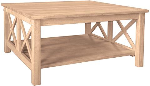 Hampton Square Coffee Table [Ww Ot 70Sc] : Unfinished Regarding Unfinished Solid Parawood Square Coffee Tables (View 11 of 25)