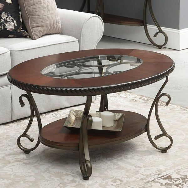 Home Source Cragin Coffee Table With Glass Inset – Dark Finish – 45.3 In  Wide X 29.5 In Deep X  (View 16 of 25)