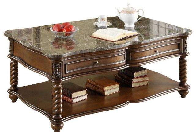 Homelegance Lockwood 3 Piece Rectangular Coffee Table Set With Marble Top Intended For Lockwood Rectangle Coffee Tables (View 3 of 25)