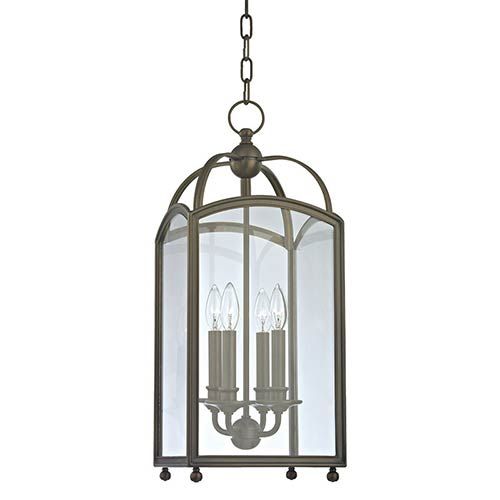 Hudson Valley Millbrook Distressed Bronze 25 Inch Four Light Pendant With  Clear Glass With Regard To Millbrook 5 Light Shaded Chandeliers (View 10 of 20)