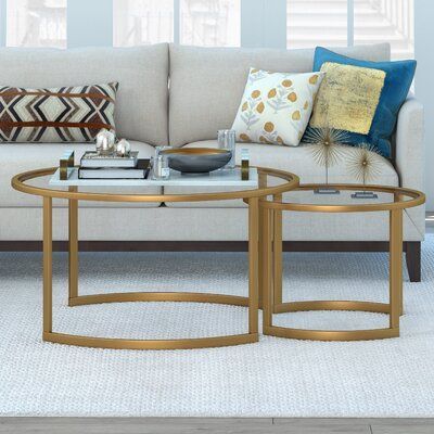 Hudson&canal Mitera 2 Piece Coffee Table Set Table Base Pertaining To Mitera Round Metal Glass Nesting Coffee Tables (View 19 of 25)