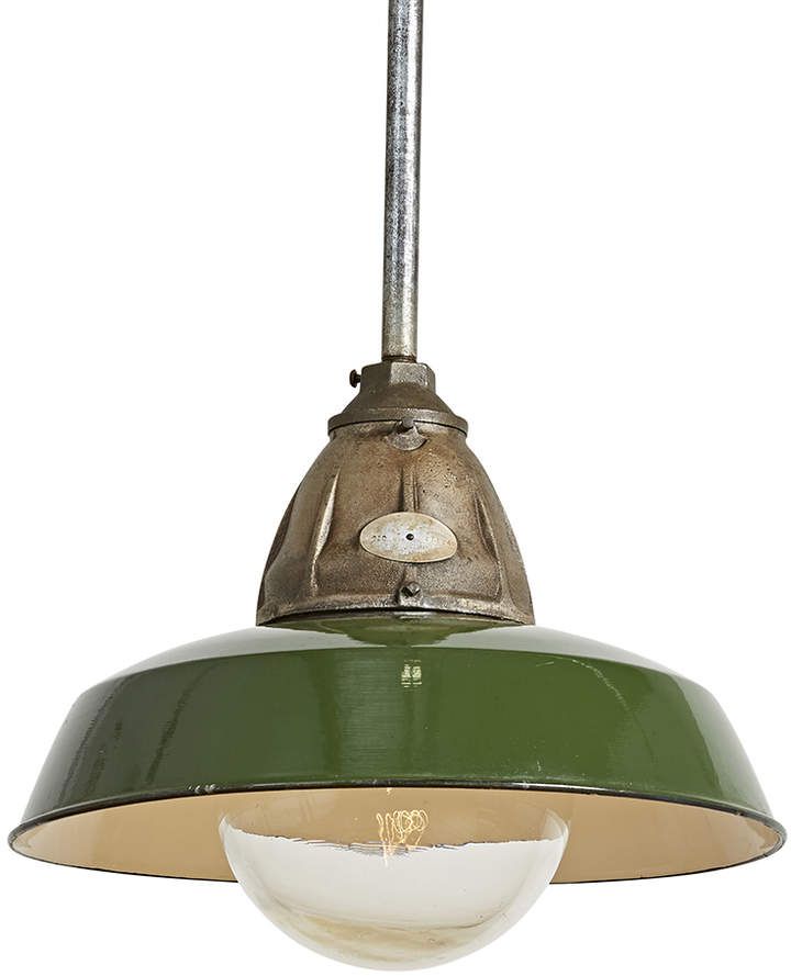 Industrial Pendant W/ Green Enamel Shade Throughout Granville 3 Light Single Dome Pendants (View 20 of 25)