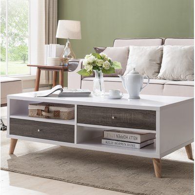 Ivy Bronx Agatha Coffee Table With Storage | Products Intended For Arella Ii Modern Distressed Grey White Coffee Tables (View 6 of 25)