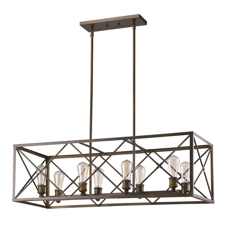 Kaison 8 Light Kitchen Island Linear Pendant In Odie 8 Light Kitchen Island Square / Rectangle Pendants (View 9 of 25)