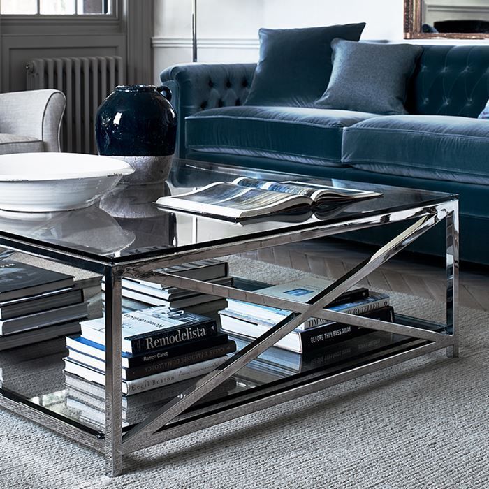 Large Square Glass Coffee Table Uk | Neptune | Living Room With Regard To Athena Glam Geometric Coffee Tables (View 21 of 25)