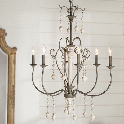 Lark Manor Bouchette Traditional 6 Light Candle Style Inside Hamza 6 Light Candle Style Chandeliers (View 14 of 20)