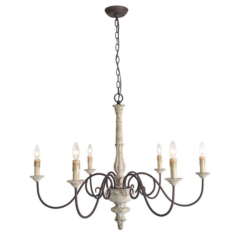 Leib Elegance French Country 6 Light Candle Style Chandelier In Gaines 9 Light Candle Style Chandeliers (View 12 of 20)
