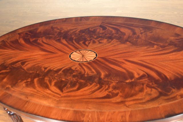 Leighton Hall Mahogany Traditional Sheraton Oval Coffee Cocktail Table Throughout Copper Grove Woodend Glass Top Oval Coffee Tables (View 33 of 50)