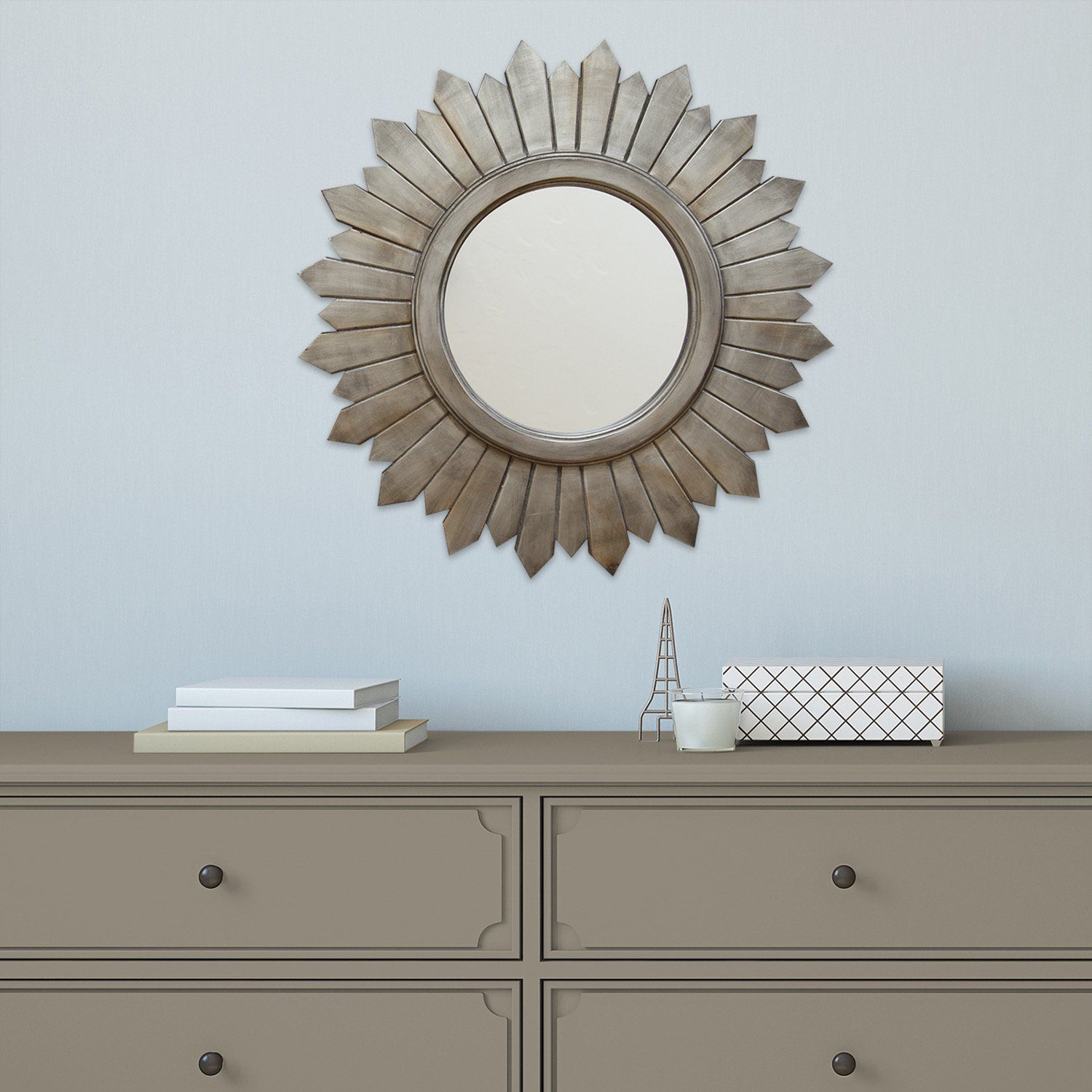 Leilani Circular Silver Wall Mirror | Products | Wood Mirror Regarding Brynn Accent Mirrors (View 9 of 20)