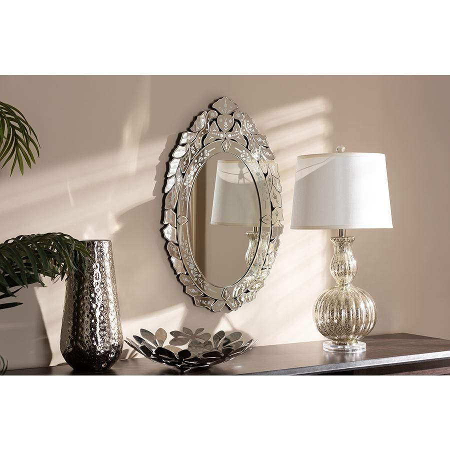 Livia Classic And Traditional Silver Finished Venetian Style Accent Wall  Mirrorbaxton Studio Within Traditional Accent Mirrors (View 7 of 20)