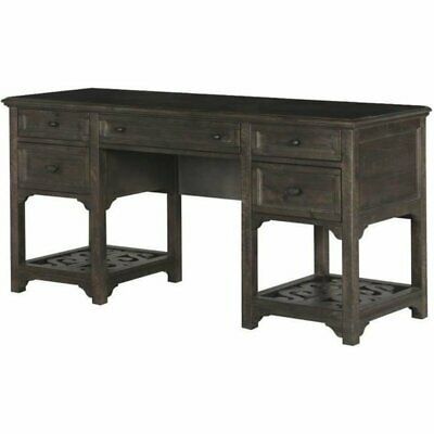 Magnussen Bellamy Computer Credenza In Weathered Peppercorn | Ebay In Bellamy Traditional Weathered Peppercorn Storage Coffee Tables (View 17 of 25)