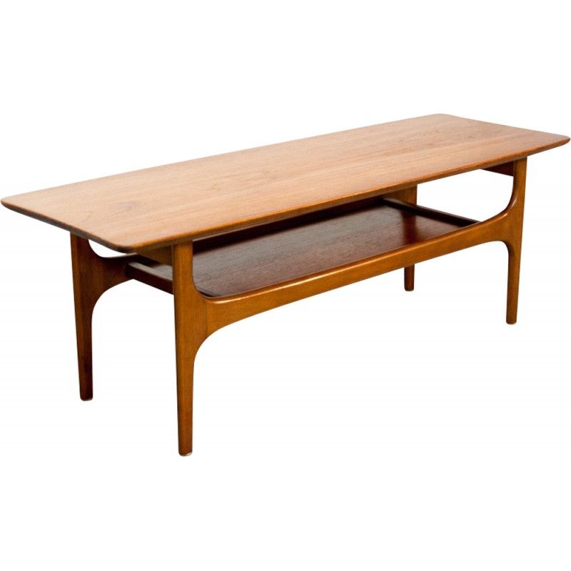 Mid Century Rectangular Scandinavian Coffee Table – 1960S Pertaining To Solid Hardwood Rectangle Mid Century Modern Coffee Tables (View 18 of 50)